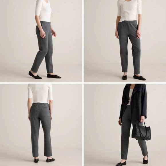 Quince Organic Cotton Double Knit Straight Pants Small Charcoal New With Tags - Picture 3 of 17
